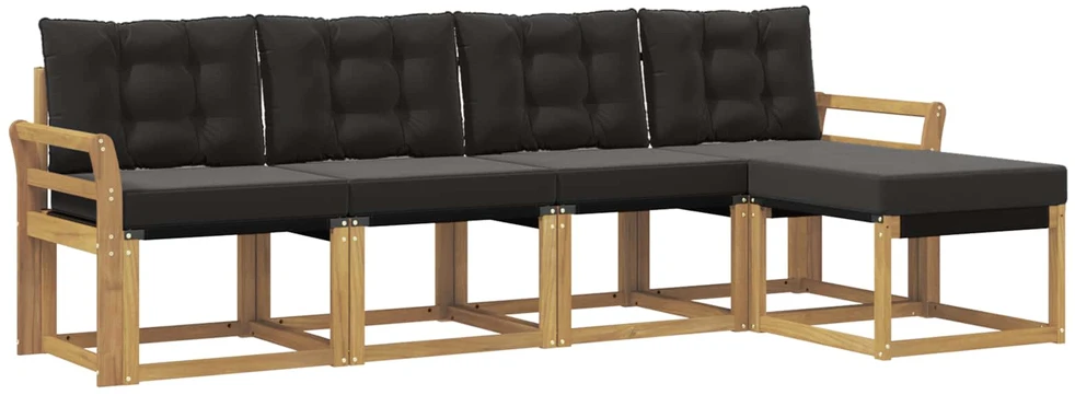 Lauko sofos komplektas 5 vnt. Balta ir juoda