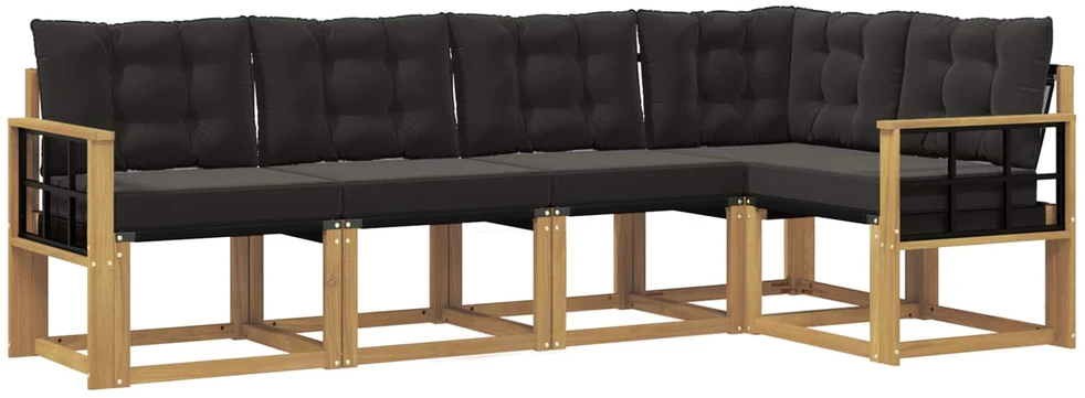 Lauko sofos komplektas 5 vnt. 5 vietos Balta ir juoda