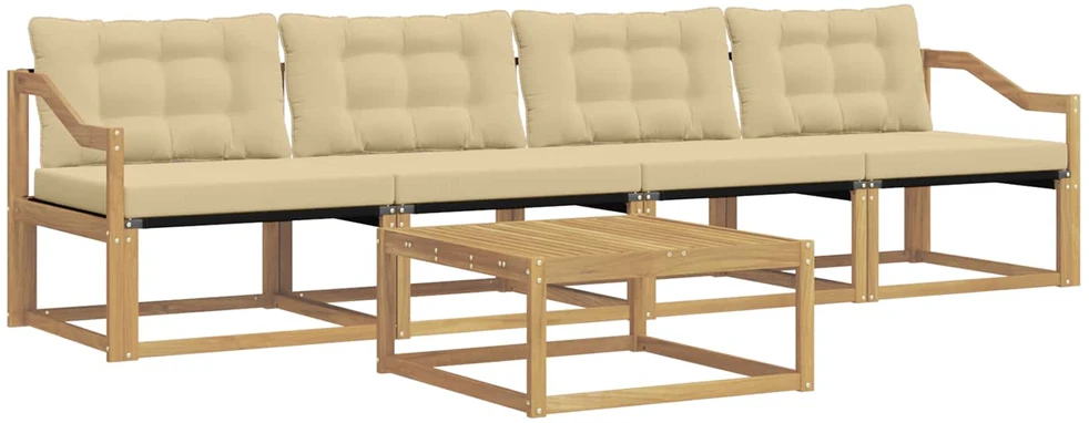 Lauko sofos komplektas 5 vnt. 4 vietos Balta ir kreminė