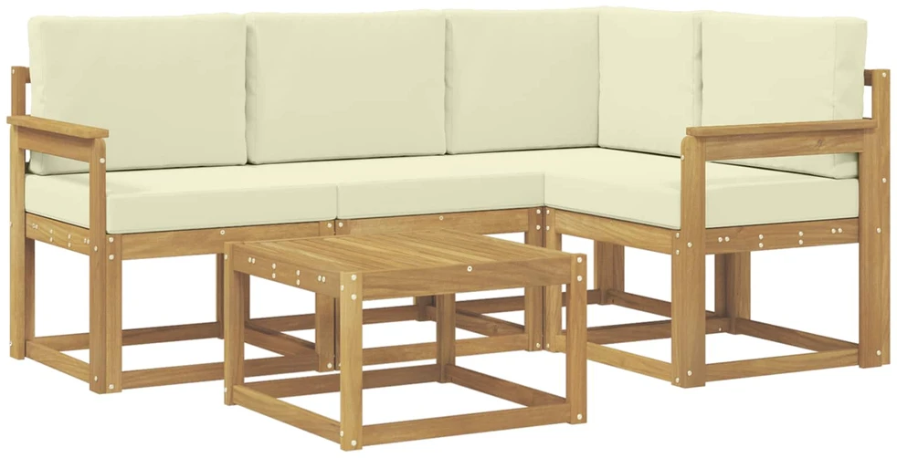 Lauko sofos komplektas 5 vnt. Balta ir kreminė