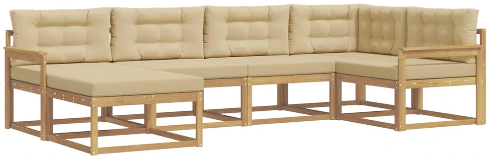 Lauko sofos komplektas 6 vnt. 6 vietos Balta ir kreminė