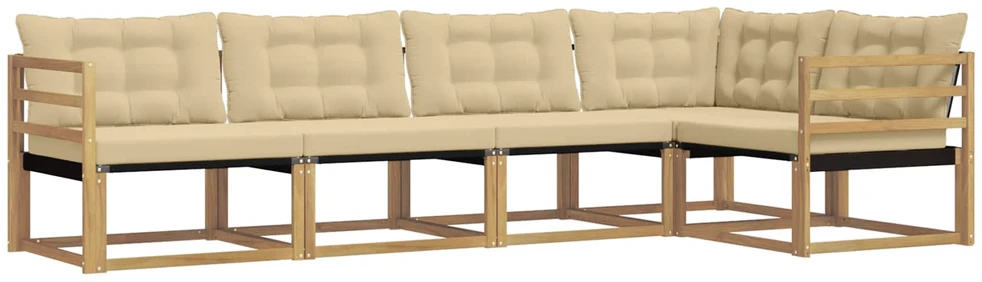 Lauko sofos komplektas 5 vnt. Balta ir kreminė