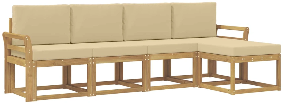 Lauko sofos komplektas 5 vnt. Balta ir kreminė