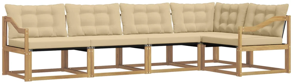 Lauko sofos komplektas 5 vnt. Balta ir kreminė