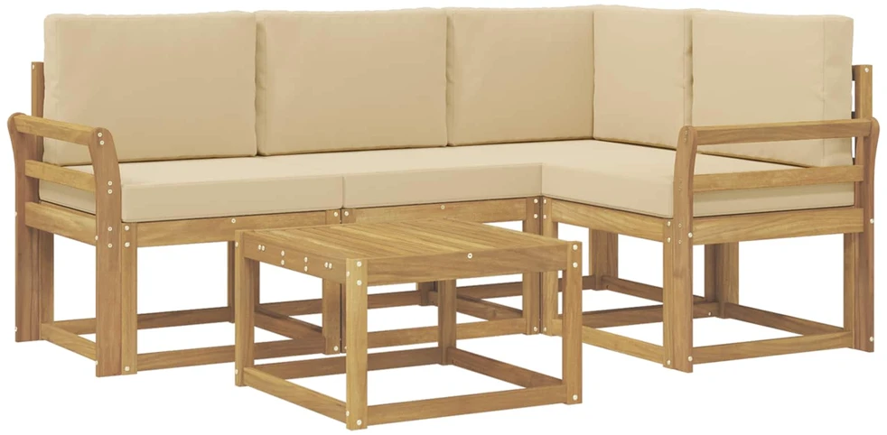 Lauko sofos komplektas 5 vnt. Balta ir kreminė