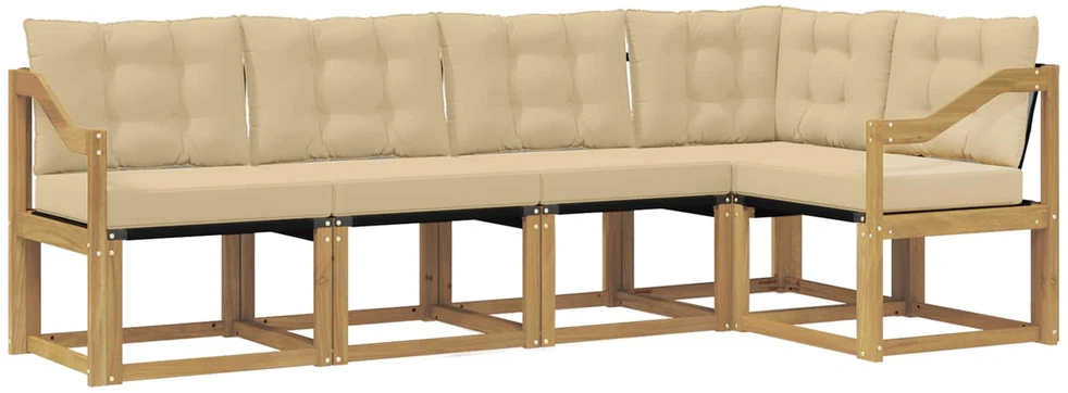 Lauko sofos komplektas 5 vnt. Balta ir kreminė