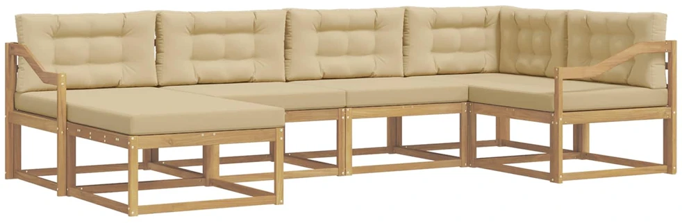 Lauko sofos komplektas 6 vnt. 6 vietos Balta ir kreminė