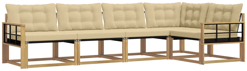 Lauko sofos komplektas 5 vnt. Balta ir kreminė