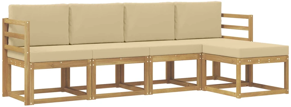 Lauko sofos komplektas 5 vnt. Balta ir kreminė