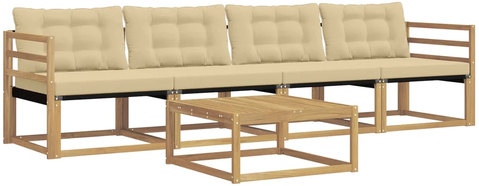 Lauko sofos komplektas 5 vnt. Balta ir kreminė