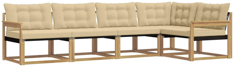 Lauko sofos komplektas 5 vnt. Balta ir kreminė