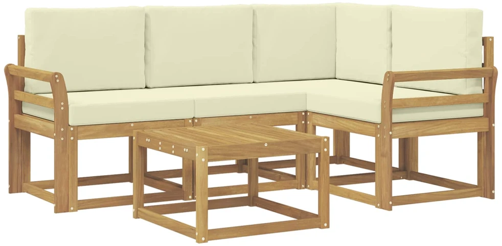 Lauko sofos komplektas 5 vnt. 4 vietos Balta ir kreminė