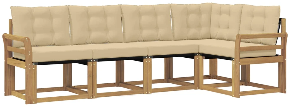 Lauko sofos komplektas 5 vnt. Balta ir kreminė