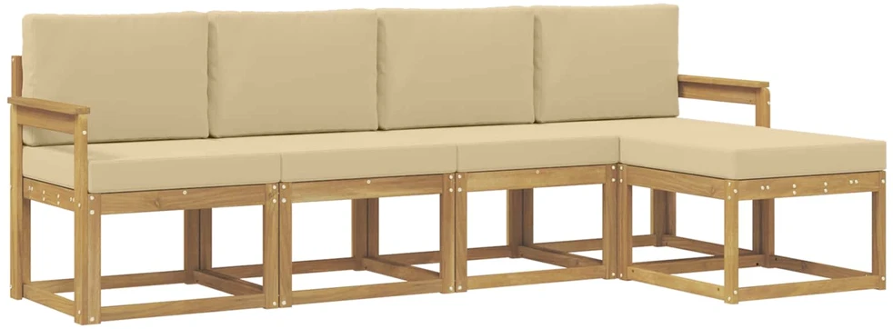 Lauko sofos komplektas 5 vnt. Balta ir kreminė