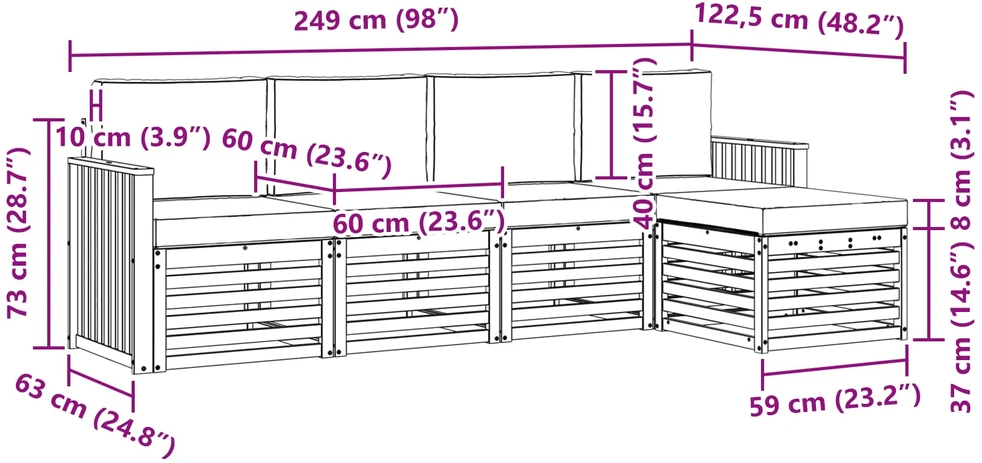 Lauko sofos komplektas 5 vnt. Balta ir kreminė Poliesteris