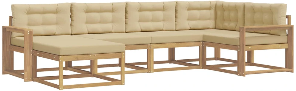 Lauko sofos komplektas 6 vnt. 6 vietos Balta ir kreminė