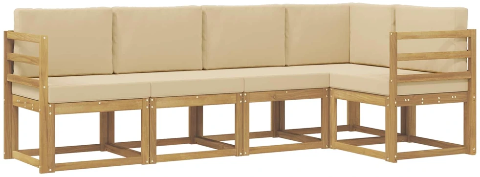 Lauko sofos komplektas 5 vnt. Balta ir kreminė
