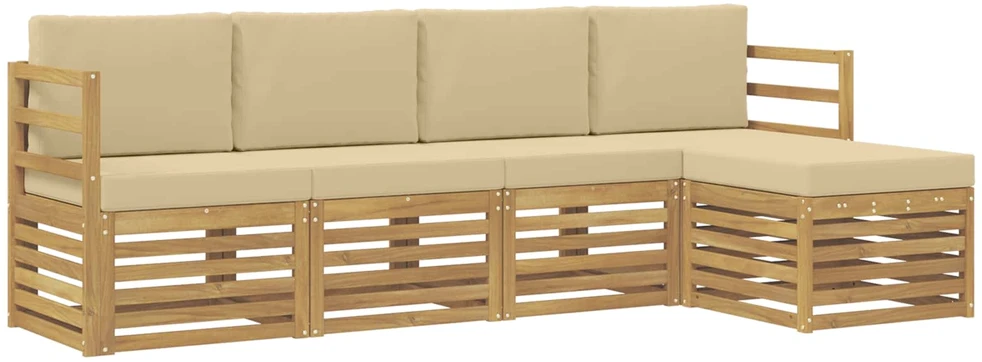 Lauko sofos komplektas 5 vnt. 5 vietos Balta ir kreminė