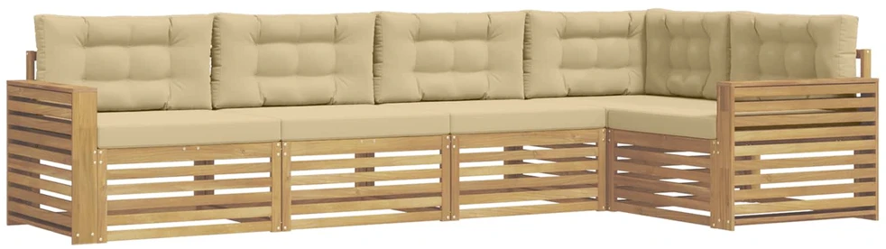 Lauko sofos komplektas 5 vnt. 5 vietos Balta ir kreminė