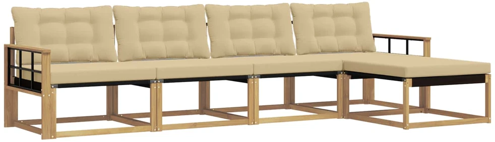 Lauko sofos komplektas 5 vnt. Balta ir kreminė