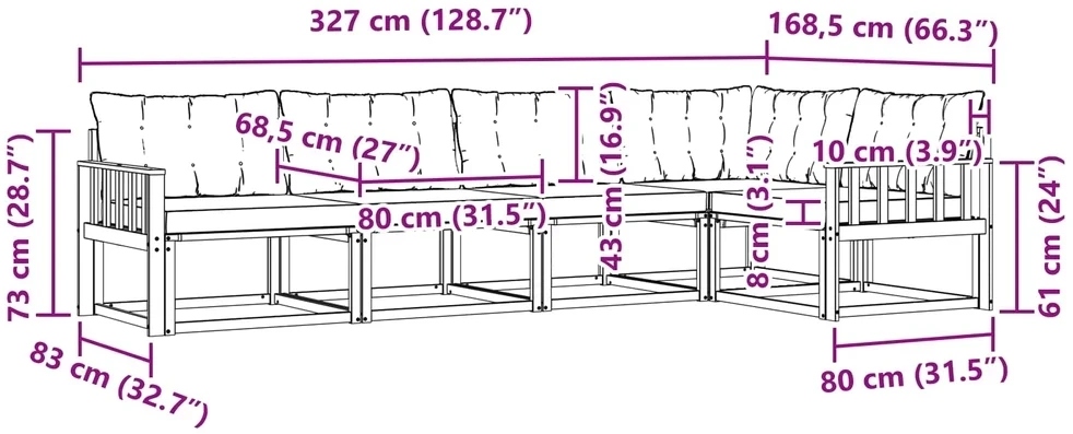Lauko sofos komplektas 5 vnt. Balta ir kreminė