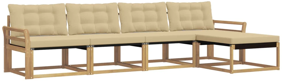 Lauko sofos komplektas 5 vnt. Balta ir kreminė