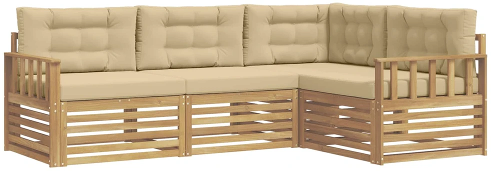 Lauko sofos komplektas 4 vnt. 4 vietos Balta ir kreminė