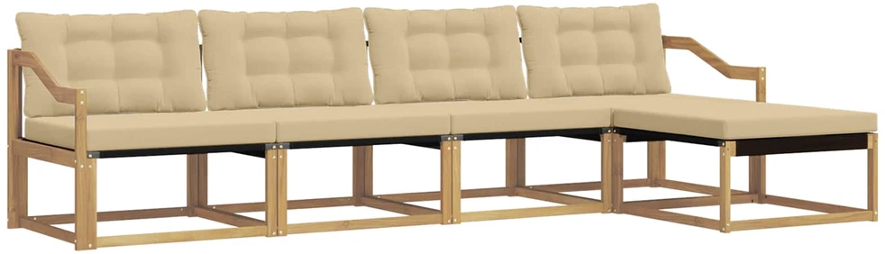 Lauko sofos komplektas 5 vnt. Balta ir kreminė