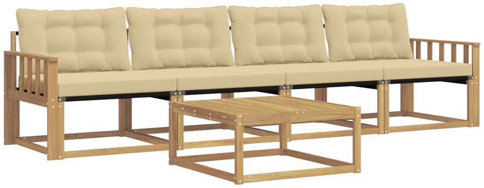 Lauko sofos komplektas 5 vnt. Balta ir kreminė
