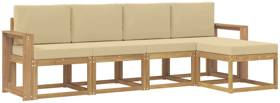 Lauko sofos komplektas 5 vnt. Balta ir kreminė