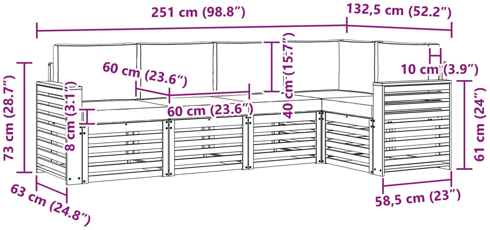 Lauko sofos komplektas 5 vnt. Balta ir kreminė Poliesteris
