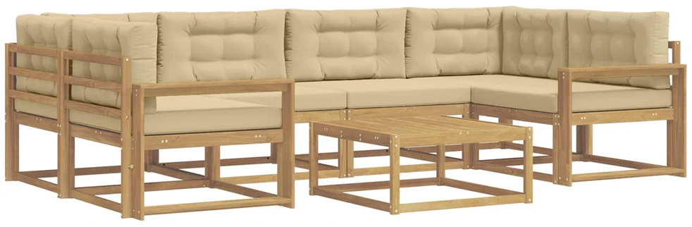 Lauko sofos komplektas 5 vnt. Balta ir kreminė