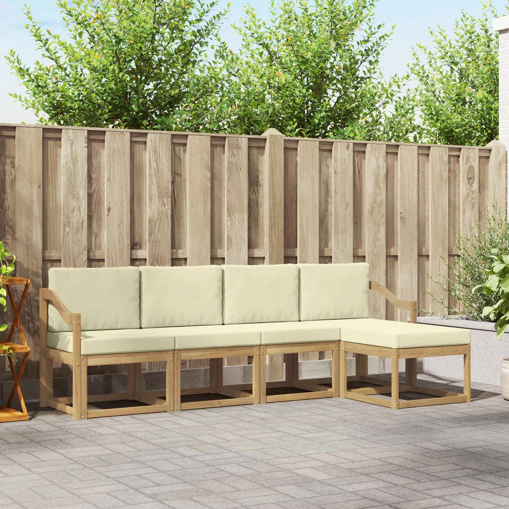 Lauko sofos komplektas 5 vnt. Balta ir kreminė