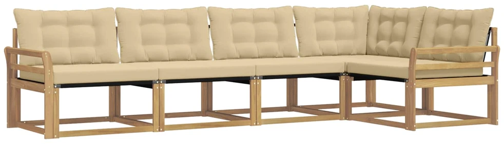 Lauko sofos komplektas 5 vnt. Balta ir kreminė
