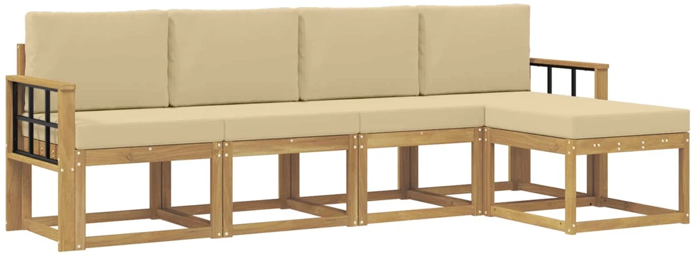 Lauko sofos komplektas 5 vnt. Balta ir kreminė