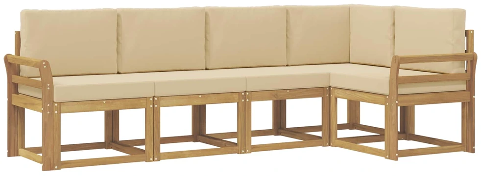 Lauko sofos komplektas 5 vnt. Balta ir kreminė