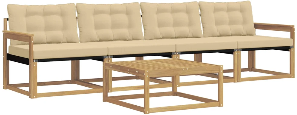Lauko sofos komplektas 5 vnt. Balta ir kreminė