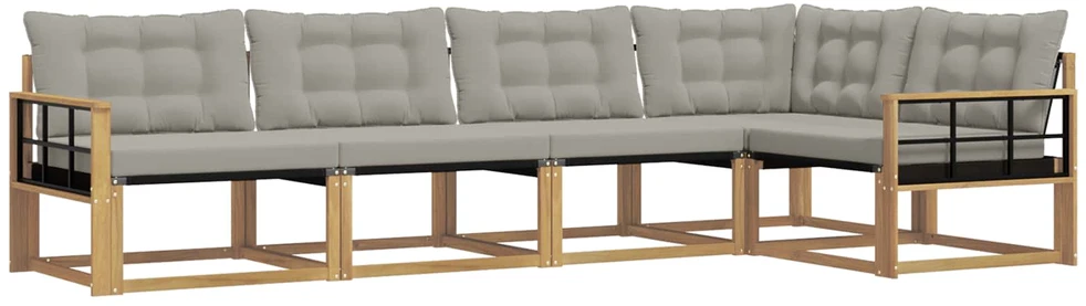 Lauko sofos komplektas 5 vnt. Balta ir šviesiai pilka