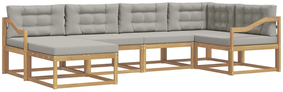 Lauko sofos komplektas 6 vnt. 6 vietos Balta ir šviesiai pilka
