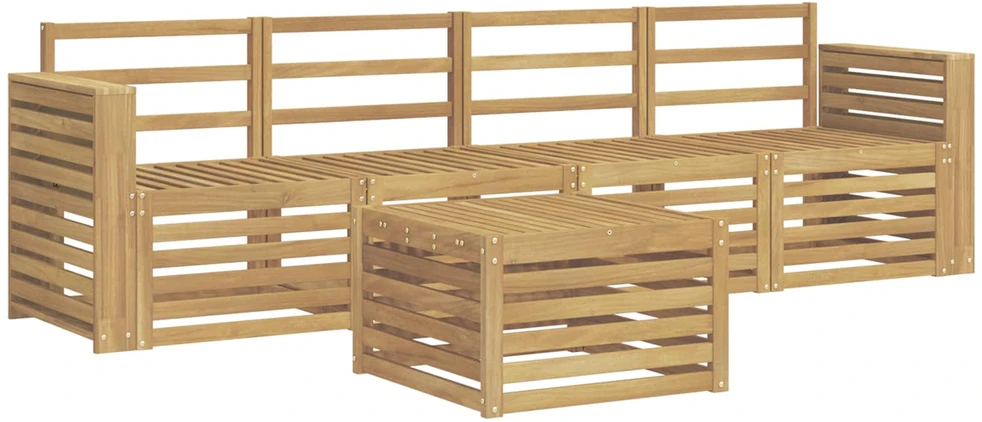 Lauko sofos komplektas 5 vnt. Balta Kietos akacijos mediena