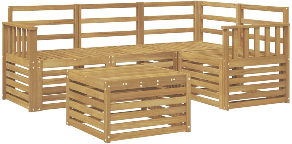 Lauko sofos komplektas 5 vnt. Balta Kietos akacijos mediena