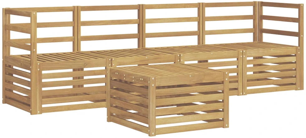 Lauko sofos komplektas 5 vnt. Balta Kietos akacijos mediena
