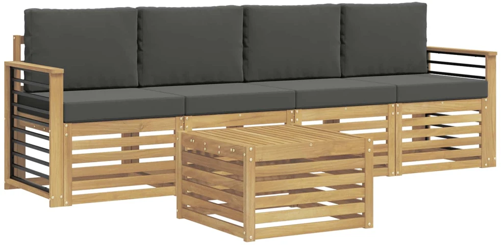 Lauko sofos komplektas 5 vnt. 4 vietos Baltas and Anthracite