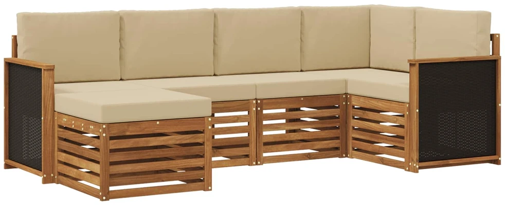 Lauko sofos komplektas 5 vnt. Natūrali