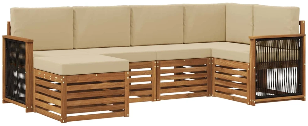 Lauko sofos komplektas 5 vnt. Natūrali