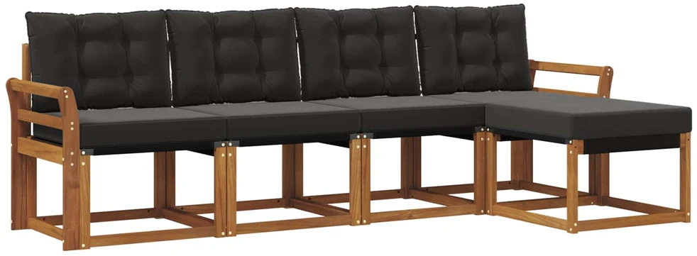 Lauko sofos komplektas 5 vnt. Natūrali ir juoda