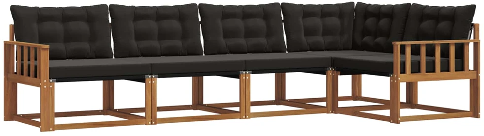 Lauko sofos komplektas 5 vnt. Natūrali ir juoda