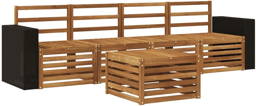 Lauko sofos komplektas 5 vnt. Natūrali Kietos akacijos mediena