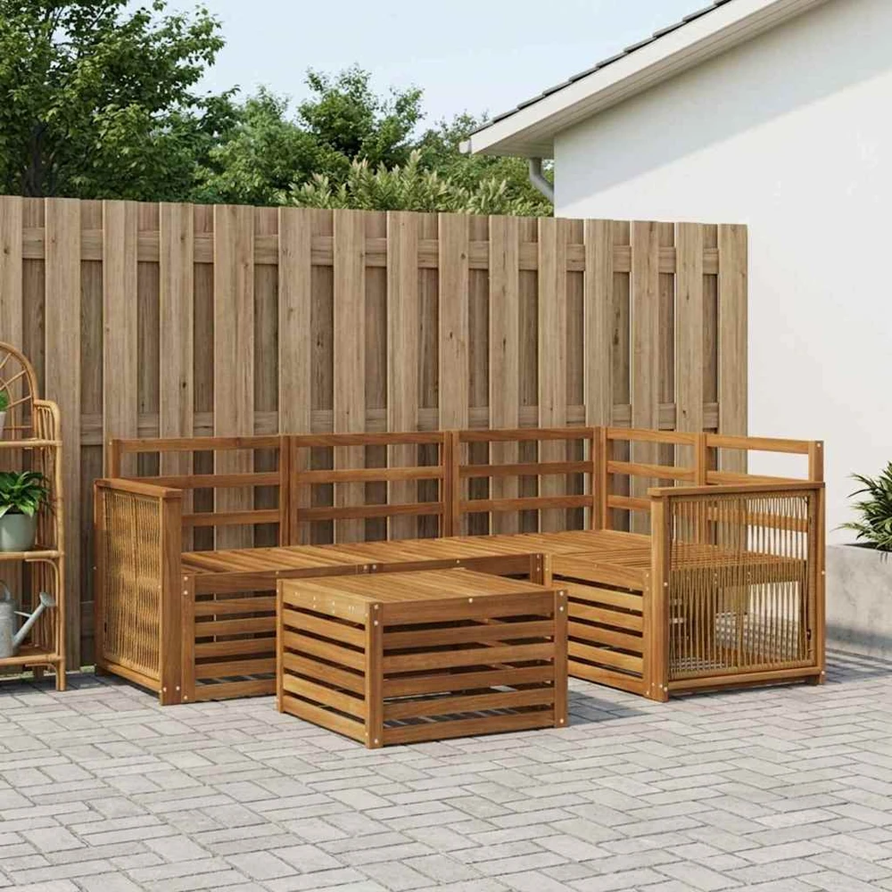 Lauko sofos komplektas 5 vnt. Natūrali Poliesteris