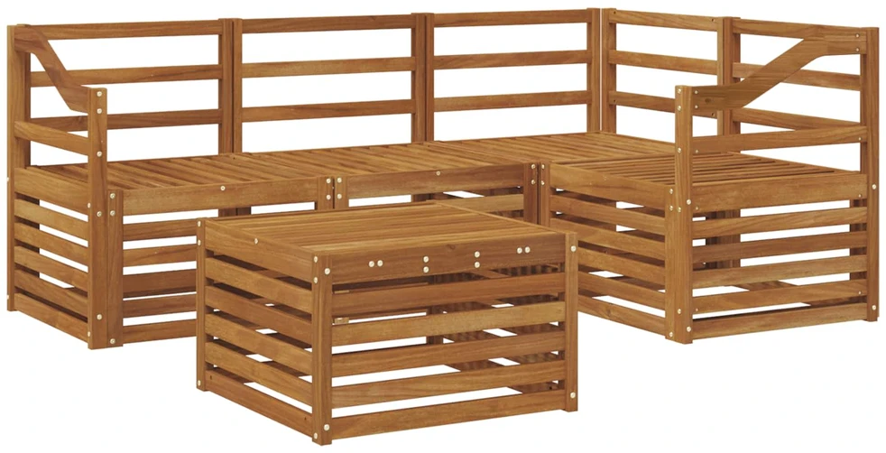 Lauko sofos komplektas 5 vnt. Natūrali Poliesteris
